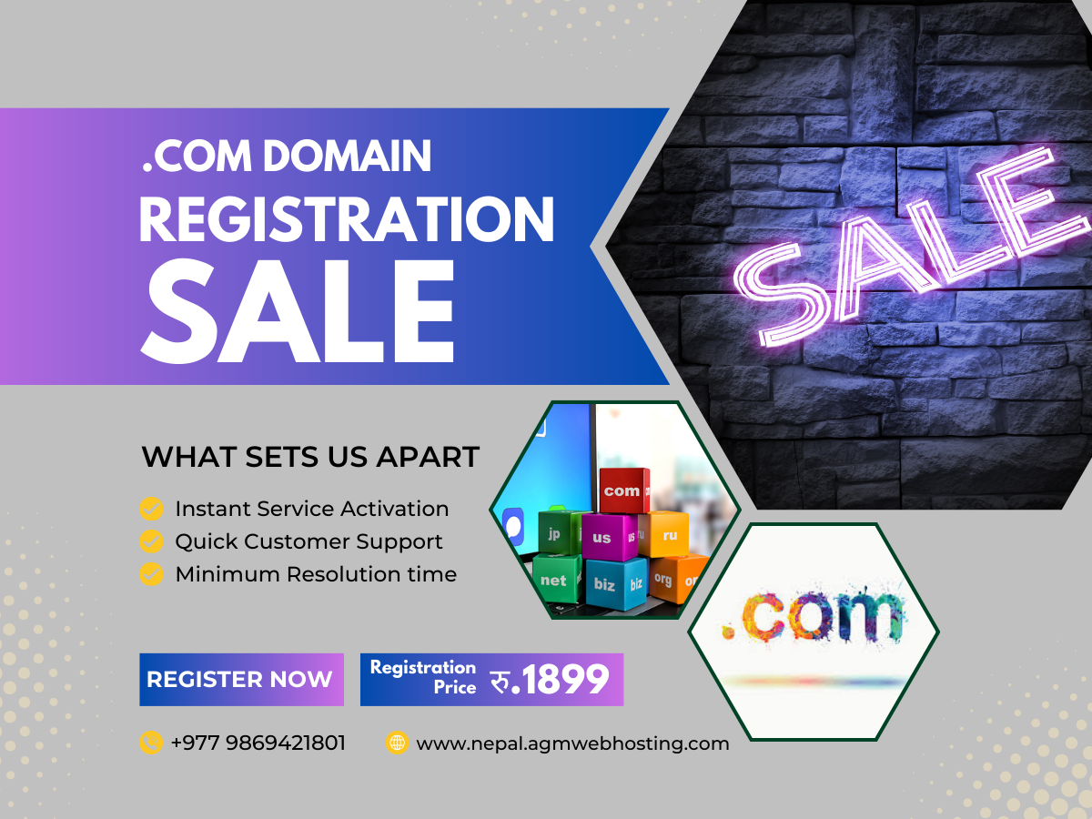 Read more about the article .COM Domain Only NPR 1899 – Best Deal for Domain Name Registration Nepal 