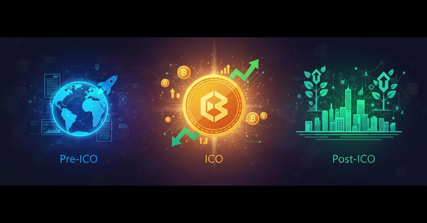 You are currently viewing Pre-ICO, ICO, and Post-ICO Phases Explained in Detail
