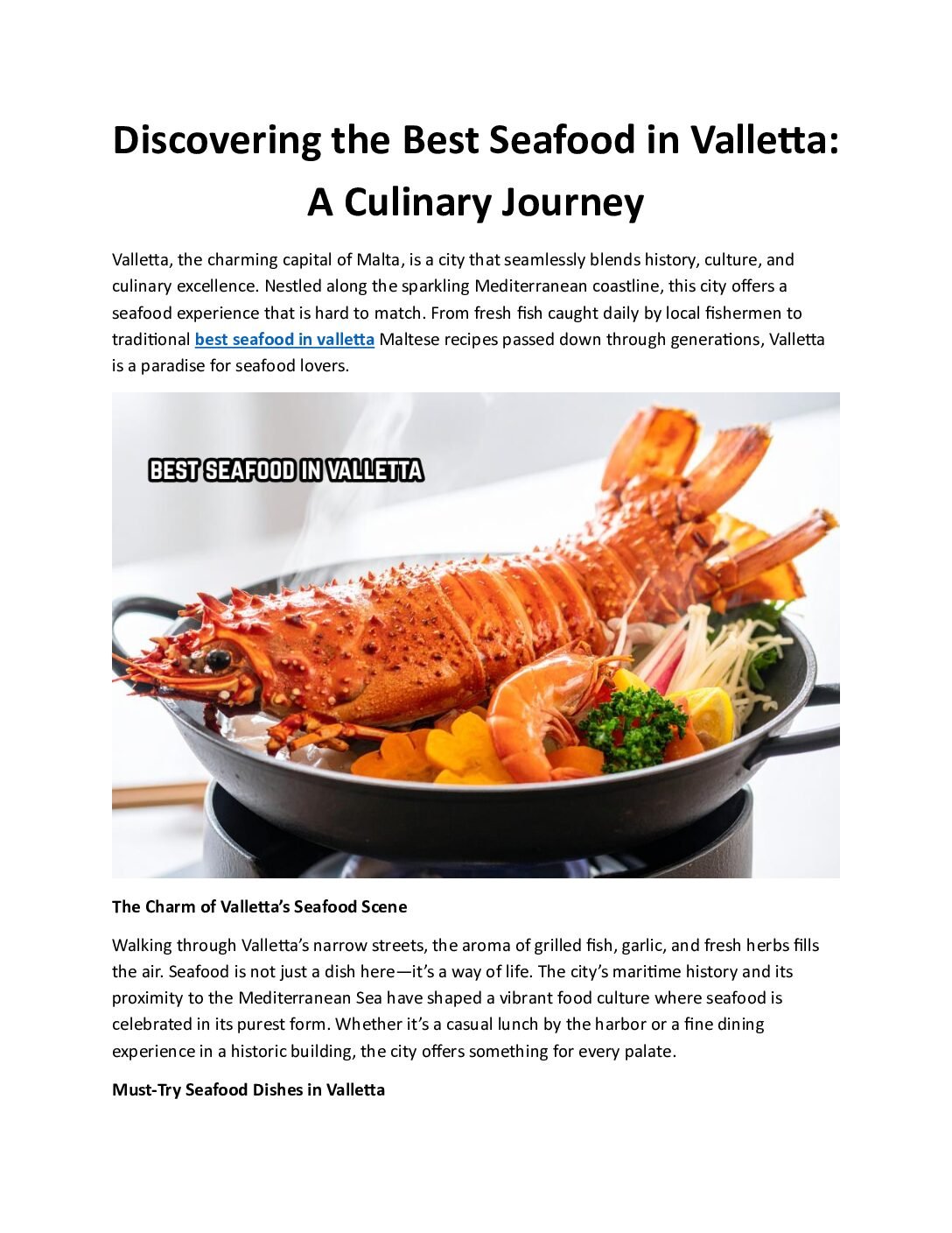 You are currently viewing The Best Seafood in Valletta: A Culinary Journey by the Sea